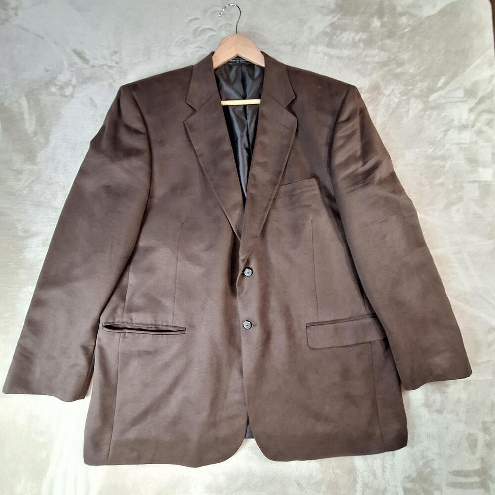 Bert Pulitzer Sport Coat Mens 48 Long Brown Poly Suede Single Vent 2 Button